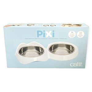 CATIT PIXI Double Feeding Dish Cats Kittens Whisker Stress-Free Stainless Steel